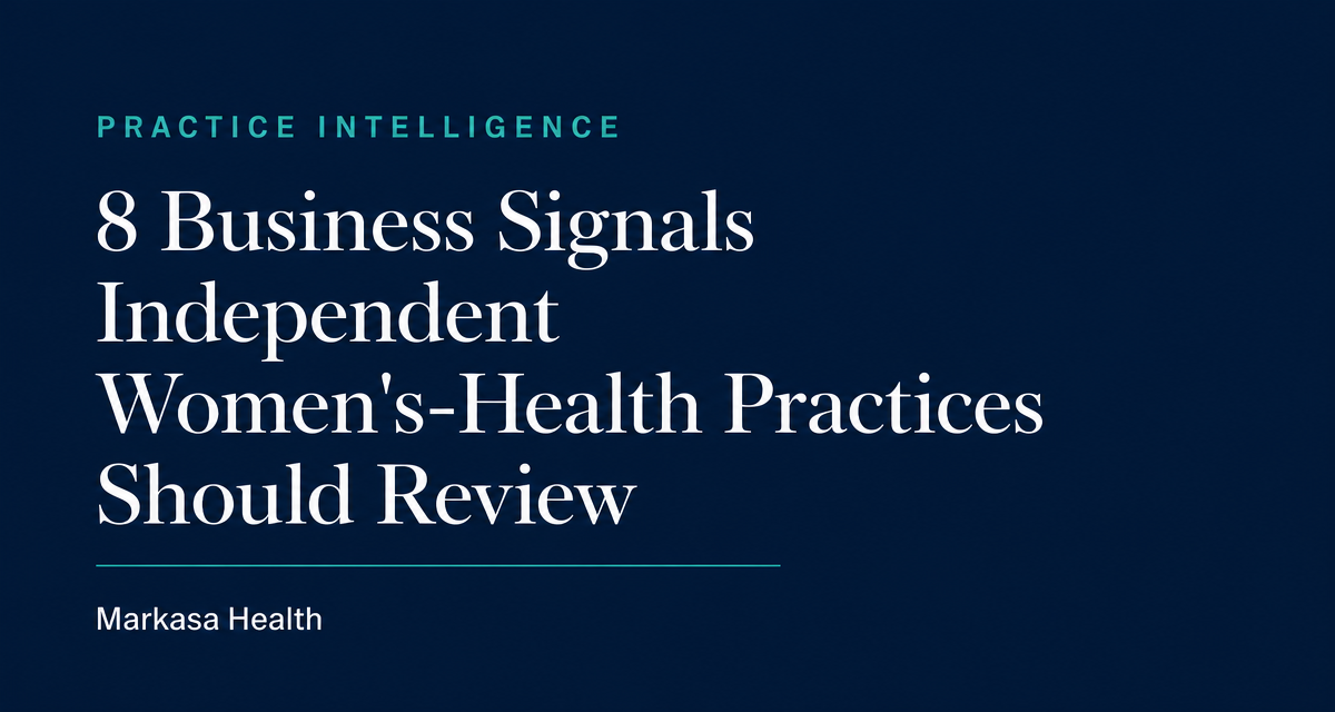 Independent women’s-health practice leaders reviewing business and operational information